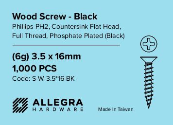Wood Screw 3.5*16 Black